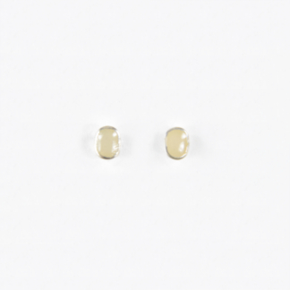 Milky White Gem Oval Silver Earrings