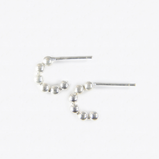 Silver Beads Half Ring Earrings