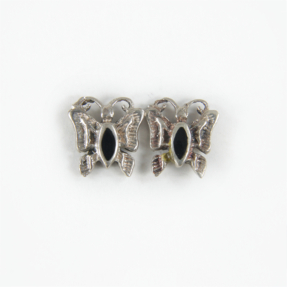 Black Onyx Butterfly Silver Earrings