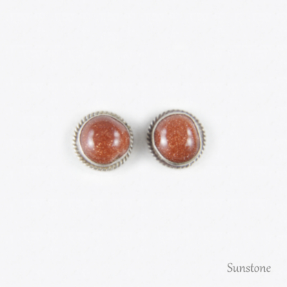 Antique Silver Natural Gemstone Earrings - Sunstone