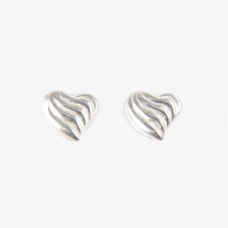 Wavy Love Heart Silver Earrings