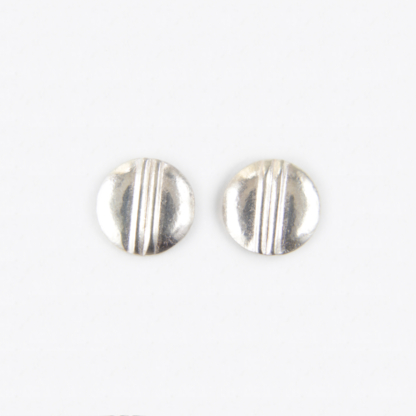 Circle with Lines Silver Earrings
