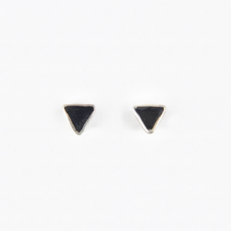 Black Onyx Triangle Silver Earrings