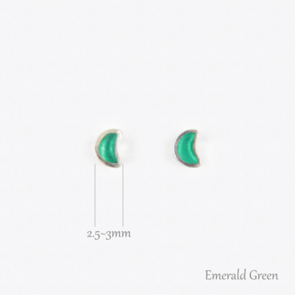 Gem Crescent Silver Earrings - Emerald