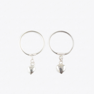 Small Heart Hoop Silver Earrings