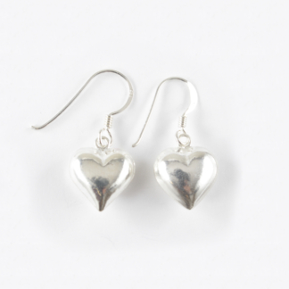 Medium Heart Silver Earrings