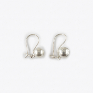 Silver Sphere Hook Earrings