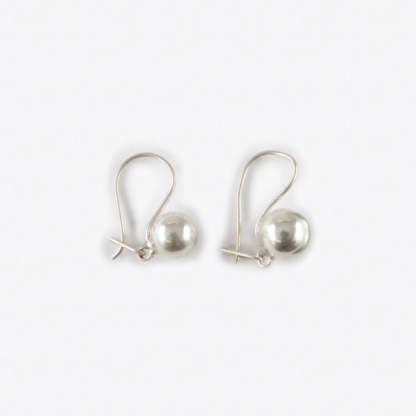 Silver Sphere Hook Earrings