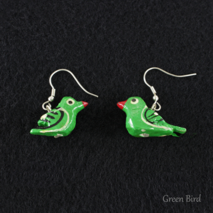 Lucky Bird Earrings - Green