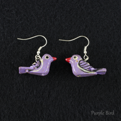 Lucky Bird Earrings - Purple