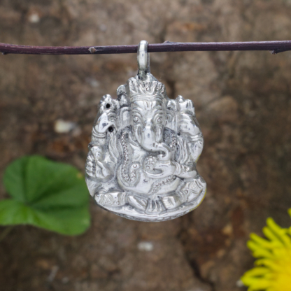 Silver Ganesha Pendant Head Large