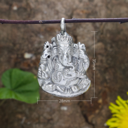 Silver Ganesha Pendant Head Large