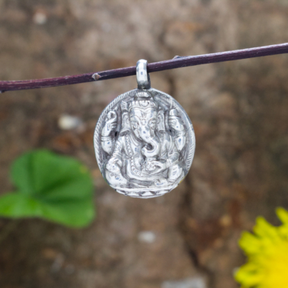 Silver Ganesha Pendant Head Medium