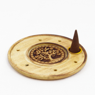 Tree of Life Wood Disk Incense Holder