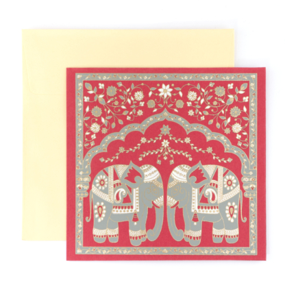 Greeting Card Flower Elephant (Red)
