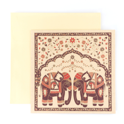 Greeting Card Flower Elephant (Red-purple)