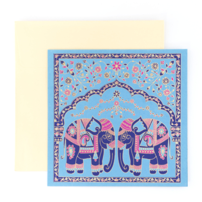 Greeting Card Flower Elephant (Blue)