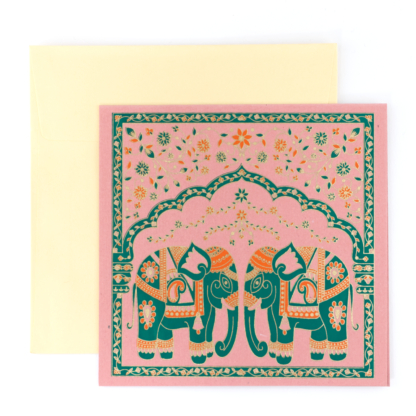 Greeting Card Flower Elephant (Pink)