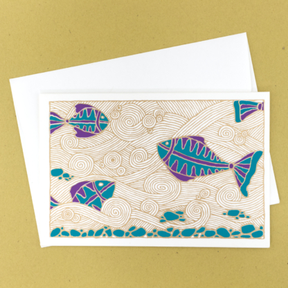Greeting Card Fish in the Rapids (Blue)