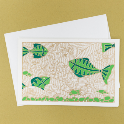 Greeting Card Fish in the Rapids (Green)