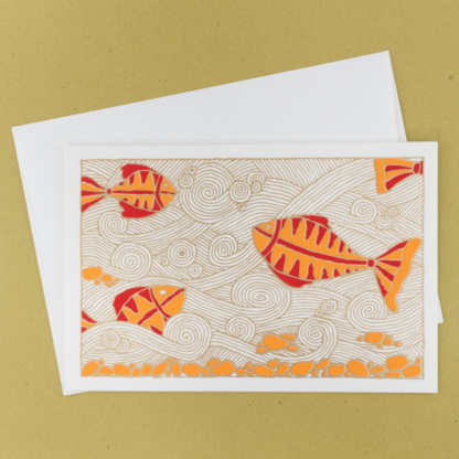 Greeting Card Fish in the Rapids (Orange)