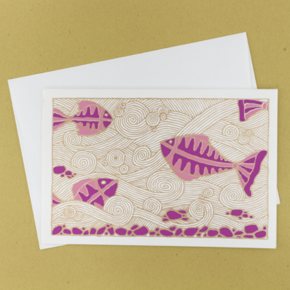 Greeting Card Fish in the Rapids (Pink)