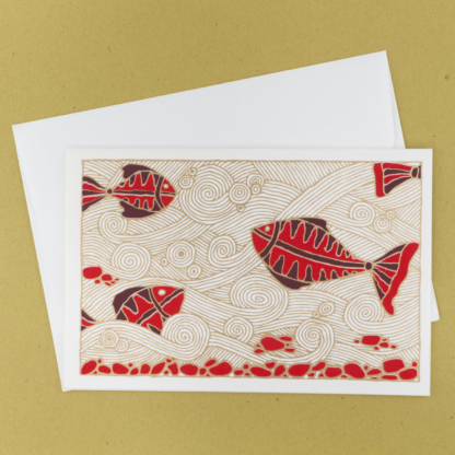 Greeting Card Fish in the Rapids (Red)