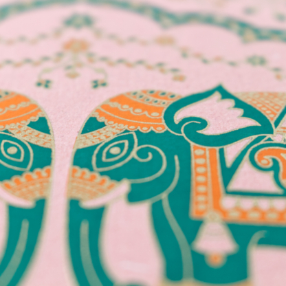 Greeting Card Flower Elephant (Pink)