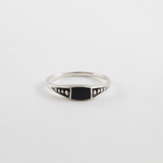 Black Onyx Slim Silver Ring