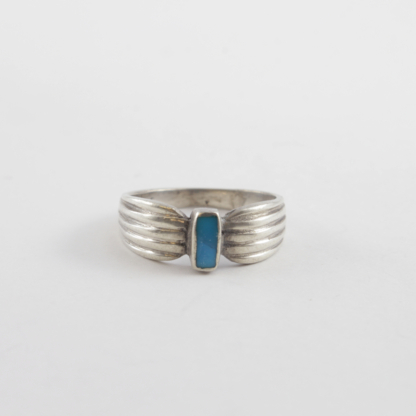 Turquoise Ribbon Cuff Silver Ring