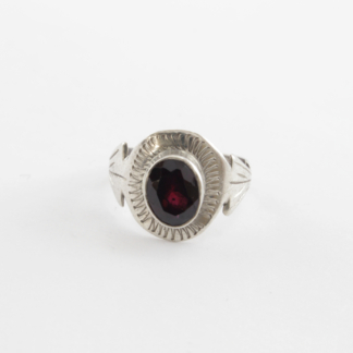 Garnet Sun Silver Ring