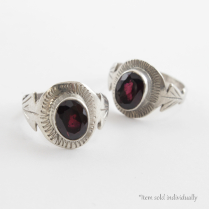 Garnet Sun Silver Ring