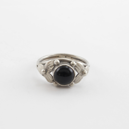 Round Black Onyx Silver Ring