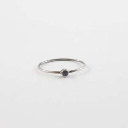 Black Onyx Thin Silver Ring