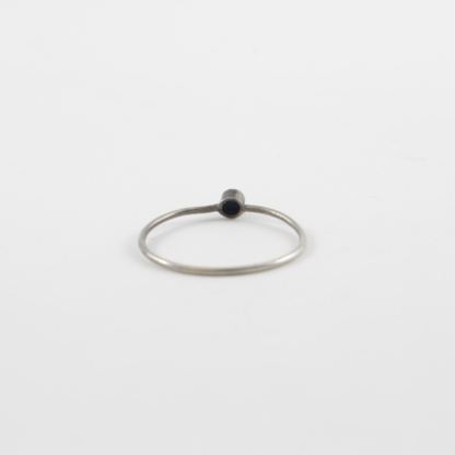 Black Onyx Thin Silver Ring