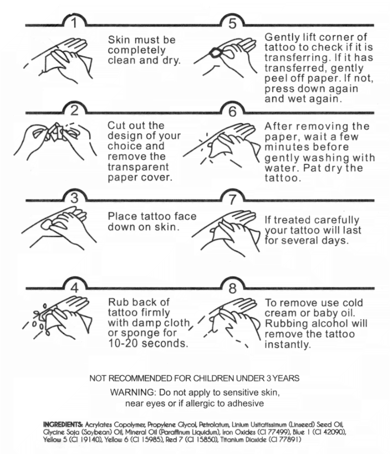 Temporary Tattoo Instructions